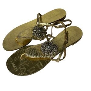 Sam Edelman Gold Embellished  Beaded metallic Sandals